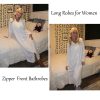 Zipper Robes for Women Long Knit Bathrobes Lightweight Full Length Housecoat with Pockets Nightgown S-3XL