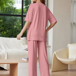 Lounge Sets for Women Short Sleeve Tops and Long Pants Soft Comfy Pajamas Set 2 Piece Outfits S-XXL