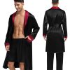 Men's 3 Pcs Robe Silk Satin Kimono Bathrobe with Shorts&Pants Set Lightweight Soft Sleepwear