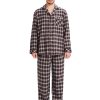 Mens Pajama Sets, 100% Cotton Flannel Sleepwear Soft Plaid PJ Set Loungewear