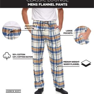 Men's Cotton Super Soft Flannel Plaid Pajama Pants- 2 Pack