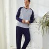 Men's Pajama Sets Cotton Mens Pjs Sets Long Sleeve Shirts and Pants Sleepwear Lightweight Soft Loungewear