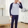 Men's Pajama Sets Cotton Mens Pjs Sets Long Sleeve Shirts and Pants Sleepwear Lightweight Soft Loungewear