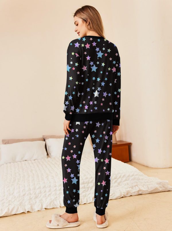 Pajamas Set Long Sleeve Pj Sets 2 Piece Jogger Pajama Sets Soft Sleepwear Loungewear for Women