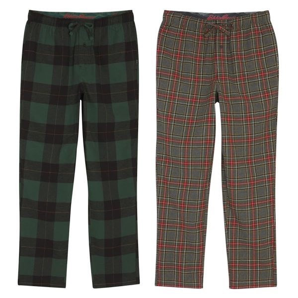 Men's 2 Pack Flannel Lounge Pajama Pants (Green, Medium)