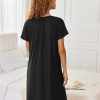 Zipper Robes for Women Short Sleeves Knit Bathrobes Knee Length Soft Lace Trim Loungewear with Pockets S-3XL