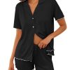 Womens Pajama Sets Button Up Bride Pjs Set 2 Piece Soft Sleepwear Short Sleeve Lounge Sets with Shorts, S-XXL