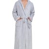 Mens Fleece Robe Hooded Plush Full Length Plush Bathrobe Warm House Robe