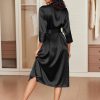 Silk Robes for Women Long Satin Bride Bridesmaid Wedding Party Robes Lightweight Sexy Sleepwear with Pockets