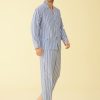 Men's Lightweight Cotton Pajamas Long Sleeves Shirt Pants Set