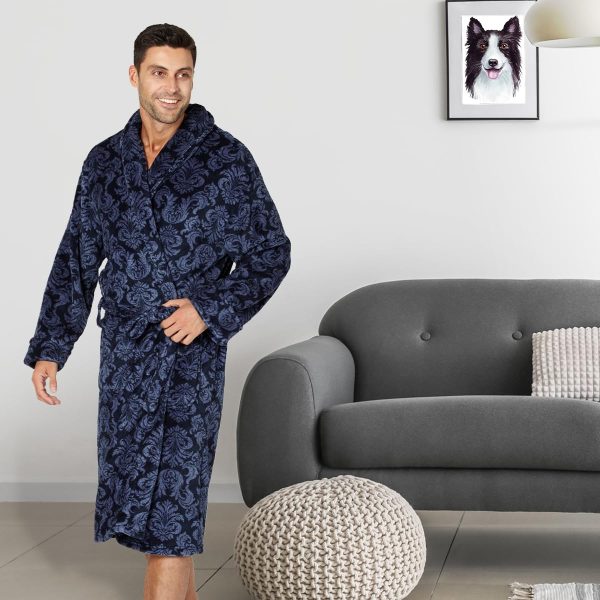 Men's Paisley Corel Robe, Navy