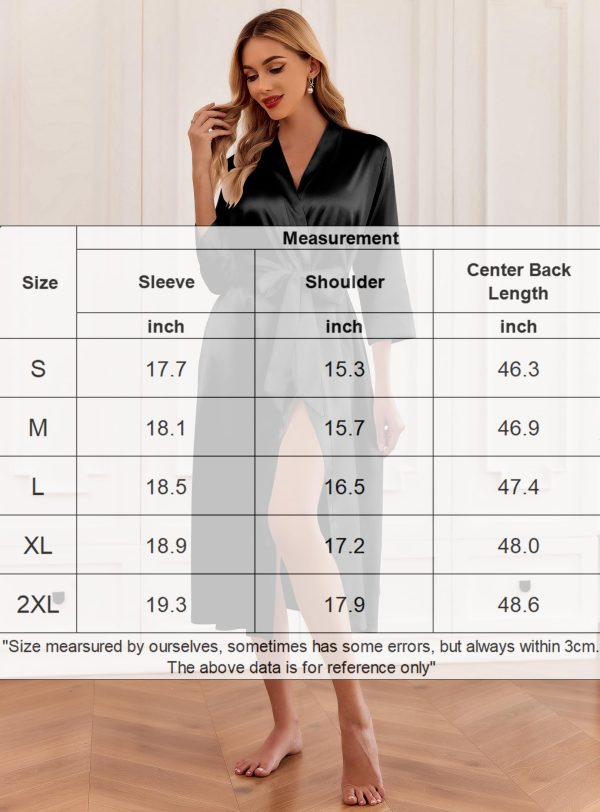 Silk Robes for Women Long Satin Bride Bridesmaid Wedding Party Robes Lightweight Sexy Sleepwear with Pockets