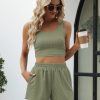 Two Piece Summer Outfits 2 Piece Sets 2025 Sleeveless Matching Lounge Crop Top High Waisted Short