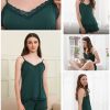 Women Cami Pajama Set Modal Sleepwear Lace Trim Short PJ Set with Shorts