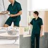 Mens 3pcs Pajamas Set Silk Satin Short Sleeve Sleepwear Button Down Pjs Classic Loungewear Nightwear