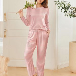 2 Pack Women Pajama Long Sleeve Sleepwear Soft Loungewear Pjs Sets with Pockets S-XXL