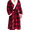 Men's Plush Sherpa Robe, Warm Bathrobe with Pockets