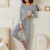 2 Pack Womens Pajama Sets Long Sleeve Lounge Sets Soft Pj Sleepwear Loungewear