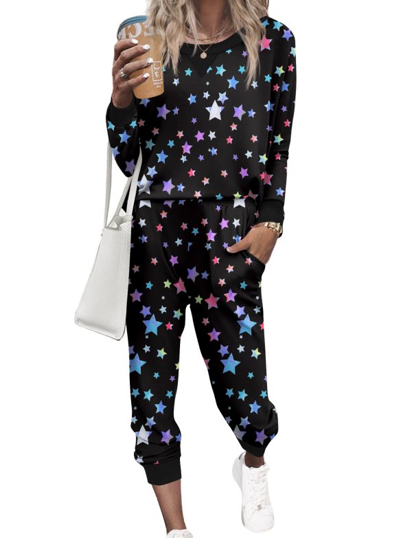 Pajamas Set Long Sleeve Pj Sets 2 Piece Jogger Pajama Sets Soft Sleepwear Loungewear for Women