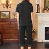 Capri Pajamas for Women Short Sleeve Button Down Sleepwear Comfy Lounge Set 2-Piece Pants Pjs