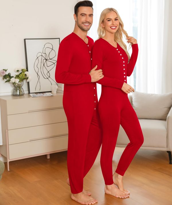 Matching Family Onesise Pajamas Christmas Long Sleeve PJs Set Holiday Button Stripe Nightwear Xmas Men&Women Sleepwear