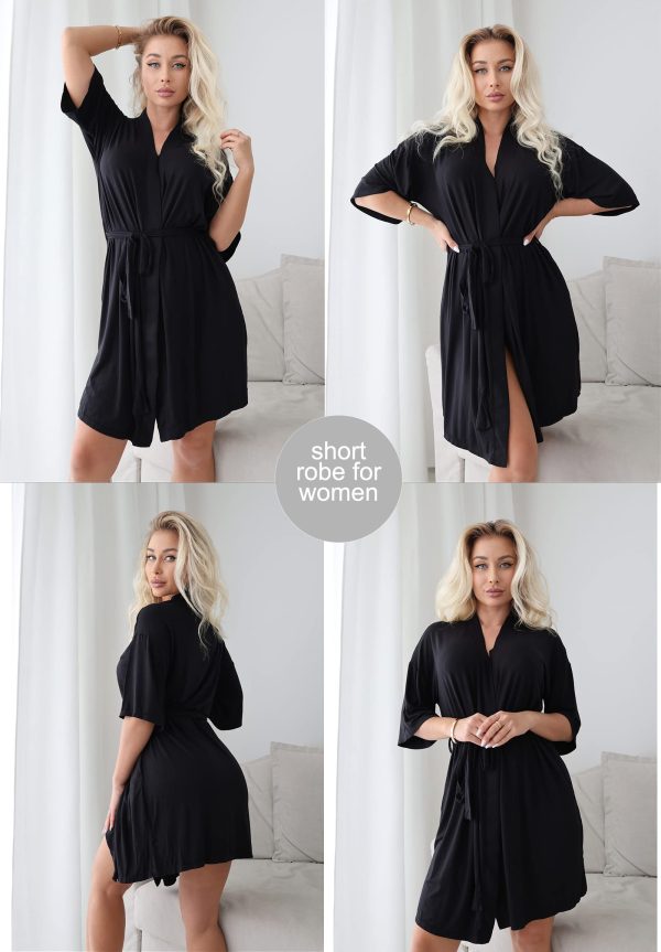 Womens Robe Lightweight Kimono Robes Short Knit Bathrobe Soft Sleepwear Ladies Loungewear