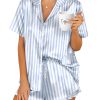Womens Satin Pajamas Set Button Down 2 Piece Silk Pjs Shorts Set Ruffle Lingerie Notch Collar Sleepwear
