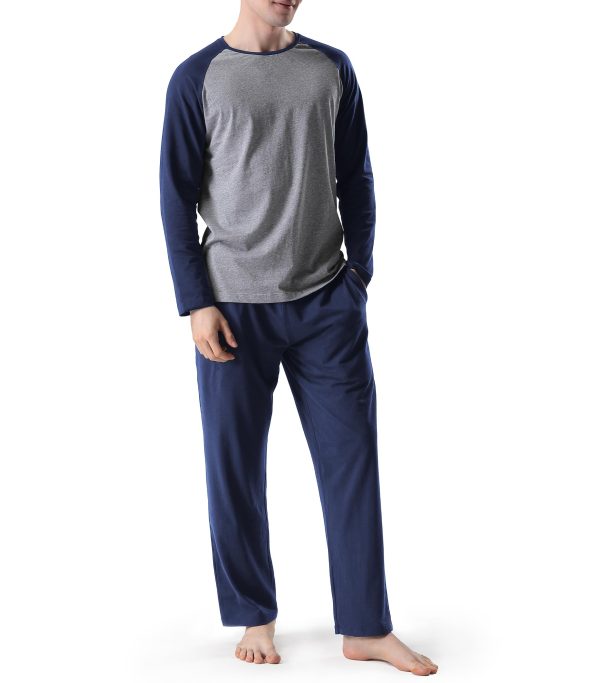 Mens Pajamas Set - Soft Pj Sets for Men Long Sleeve Pajamas Men Cotton Mens Pjs Sets Loungewear with Pockets
