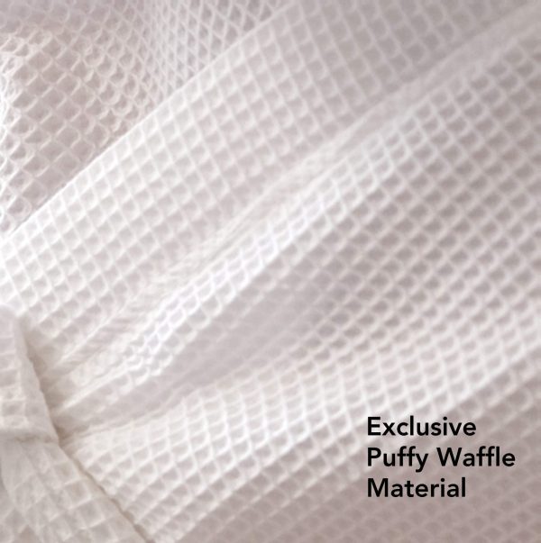 Square Waffle Spa Kimono Robe - Soft Light Hotel Bathrobe Cypress (One Size/Large, White)
