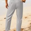 Mens Cotton Linen Drawstring Pants Elastic Waist Casual Jogger Yoga Pants
