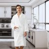 Mens Fleece Bathrobe with Shawl Collar,Soft Warm Knee Length -Mens' Plush Bathrobe- Soft Fleece Spa Bath Robe for Men