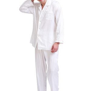 Mens Pajamas Set Satin Sleepwear Long Sleeve Loungewear Button-Down Pajamas for Men S-4XL