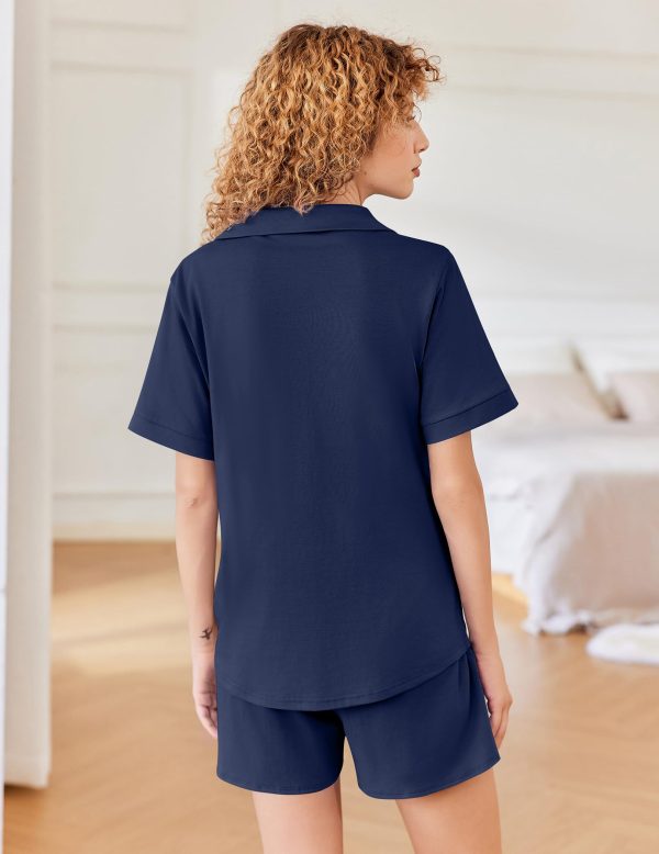 Cotton Pajamas for Women Set Short Sleeve Sleepwear Soft Button Down Pj Loungewear