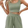 Two Piece Summer Outfits 2 Piece Sets 2025 Sleeveless Matching Lounge Crop Top High Waisted Short