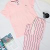 Pajama Sets for Women 2 Piece, PJ Sets for Women with Knit Sleep Tee and Woven Pajama Pants with Pockets