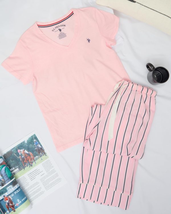 Pajama Sets for Women 2 Piece, PJ Sets for Women with Knit Sleep Tee and Woven Pajama Pants with Pockets