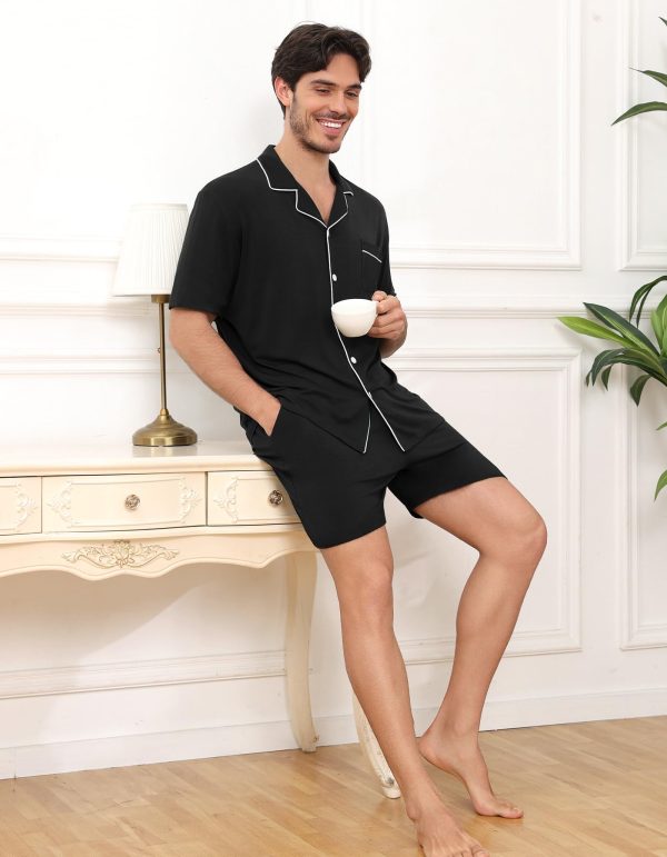 Matching Pajamas for Couples Women & Men Modal Button Down Short Sleeve Sleepwear Pjs 2 Piece Loungewear S-XXXL
