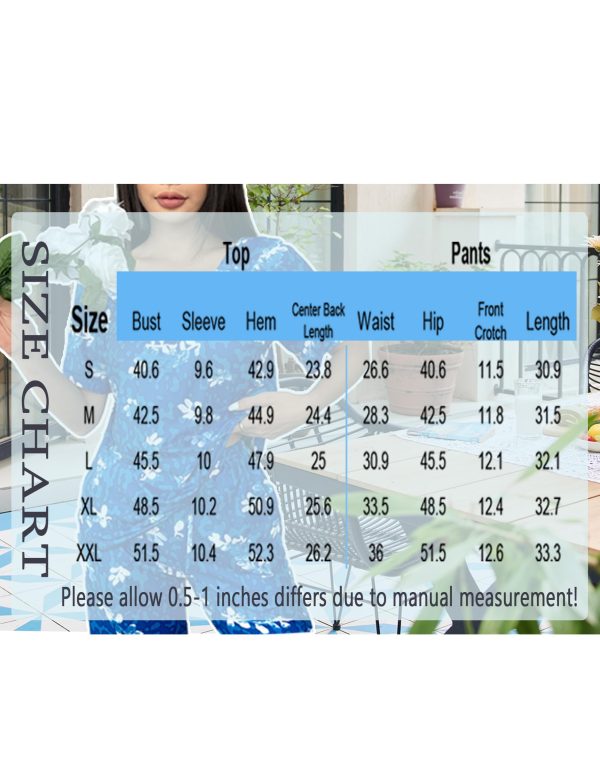 Capri Pajamas Short Sleeve Mumu Pjs Sets 2 Pieces Pleated Top and Capri Pants Sleepwear Loungewear for Women