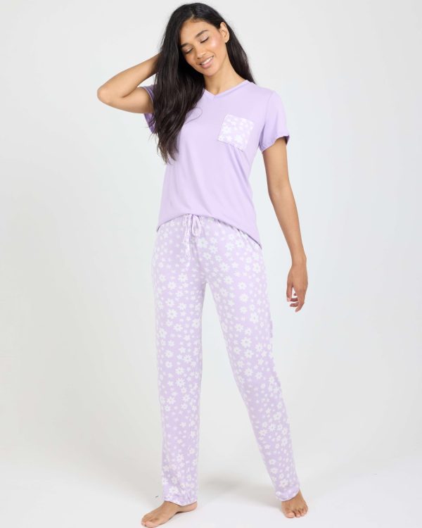 2 Pack: Women's Pajama Set - Choose from Short Sleeve with Pocket or Long Sleeve without Pocket