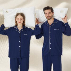 PGJJZ Matching Pajamas for Couples, Button Up Pjs Set for Men and Women Soft Warm Loungewear