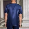 Men Silk Pajamas Set 2 Piece Pjs Soft Satin Sleepwear Shorts Button Down Tops Loungewear with Pockets