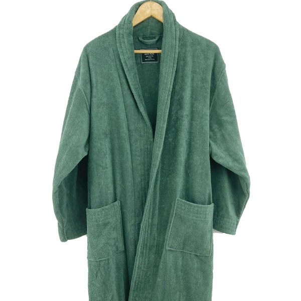 Pure Cotton Terrycloth Robe for Men,100% Cotton Bathrobe Towel with Long Sleeve Cozy Soft Plush Shawl Collar,One Size