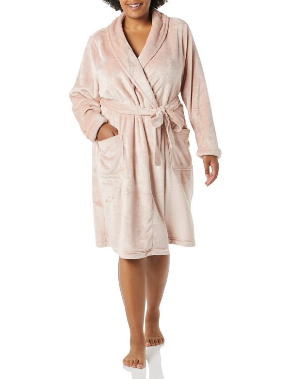 Women's Mid-Length Plush Robe (Available in Plus Size)