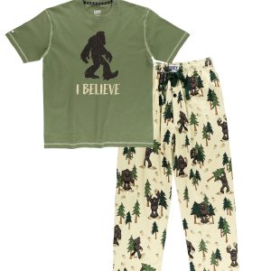 Pajama Sets for Men, Short Sleeve Cotton Pajama Shirt and Pants with Funny Animal Prints, Comfy Pajamas for Men