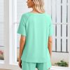 Womens Pajamas Set Short Sleeve Sleepwear 2 Piece Lounge Sets with Pockets S-XXL