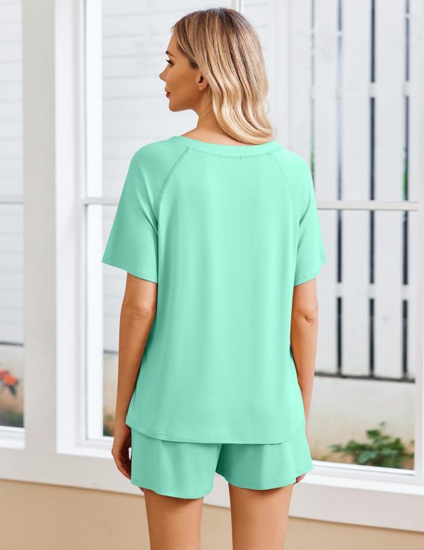 Womens Pajamas Set Short Sleeve Sleepwear 2 Piece Lounge Sets with Pockets S-XXL