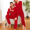 Matching Family Onesise Pajamas Christmas Long Sleeve PJs Set Holiday Button Stripe Nightwear Xmas Men&Women Sleepwear