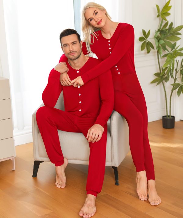 Matching Family Onesise Pajamas Christmas Long Sleeve PJs Set Holiday Button Stripe Nightwear Xmas Men&Women Sleepwear