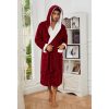 Mens Robe with Hood,Full Length Plush Robe for Men Thick Fleece Bathrobe