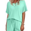 Womens Pajamas Set Short Sleeve Sleepwear 2 Piece Lounge Sets with Pockets S-XXL